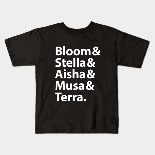 Bloom & Stella & Aisha & Musa & Terra Kids T-Shirt by BadCatDesigns